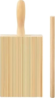 APOMOONS Planche à gnocchi, Planche à pâtes en bois avec baguettes en bois, Accessoires pour pâtes en bois de hêtre, Planches à macaroni avec poignée, Outil pour pâtes ustensiles pour formes de pâtes