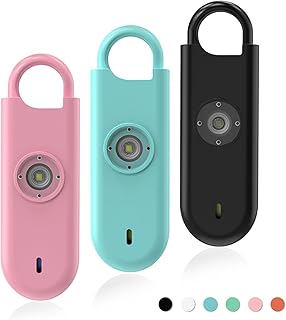 Alarme Personnelle Anti Agression 3 Pack-140 DB Porte-Clé Alarme avec Flash LED et Avertisseur de Batterie Faible, Kit d'Auto-Défense pour Femmes, Enfants et Seniors(Rose+Bleu+Noir)