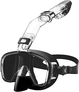 Dry Snorkel Kit Tempered Glass Swim and Dive Goggles Lunettes de Natation et de Plongée 180° Anti-Fog Goggles Free Breathing Goggles Lunettes de Respiration Libre