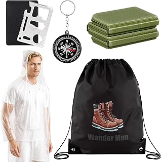 Namalu Lot de 5 Cadeaux de Randonnée Comprenant : 1 Coussin de Siège Pliable, Imperméable et Résistant aux Intempéries, 1 Boussole, 1 Sac à Dos, 1 Outil Multifonction, Carte et 1 Poncho de Pluie