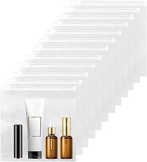 Lot de 12 Trousse Voyage Avion Cabine Transparente Femme 20x20cm Kit Scellé Trousse - Sachet Plastique Transparent par les Compagnies Aériennes - Pochettes Étanches et Réutilisables pour Contrôle