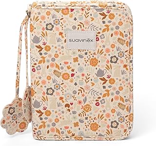 Suavinex, Protège Carnet de Santé Bébé, Pochette Documents, Étui pour Ranger et Organiser, Carnet Maternité, Fermeture Éclair, Résistant à l'Eau, Cadeau Nouveau-né, Poches Intérieures, Coton, Fleurs