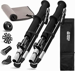 Terra Peak® Bâtons de Marche et Randonnée (Pliables) Aluminium (Extensibles, réglables) - Canne et Randonnee télescopiques pour Trekking, Nordique Walking, Trail Running, Montagne Femme et Homme