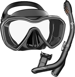 Masque Plongée Adulte, Masque Tuba Panoramique 180° Amélioré, Masque de Plongée étanche Anti-buée Snorkeling Anti-Fuite en Verre trempé, avec 3 canaux Dry Snorkel pour Adultes Unisexe
