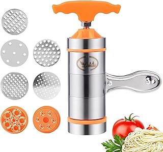 Inoxydable Presse Pâtes 7 Moule, Portable Machine à Pâtes Fraîches, Machine à Pâtes Avec 7 Moule, Pour Fettuccine Fraîches, Lasagnes, Rouleaux Pâte, Machine Découper Les Nouilles Avec 7 Moules.