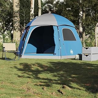 Tente familiale igloo pour 6 personnes - Bleu - Étanche - 388 x 350 x 230 cm - Polyester avec revêtement PU - Camping - Extérieur - Avec sac de transport - Pour l'aventure