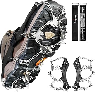 Unigear Crampons pour Bottes de randonnée, Crampons antidérapants pour la Neige, la Neige, la Glace, la Traction avec 24 Crampons antidérapants pour la Marche, Le Jogging, l'escalade et la randonnée